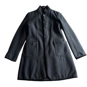 Alberto Aspesi Davide Cenci Reversible Wool Quilted Black Overcoat 46 fits 10
